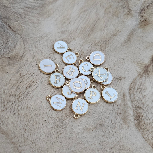 Initial | Letter Charm White Circle