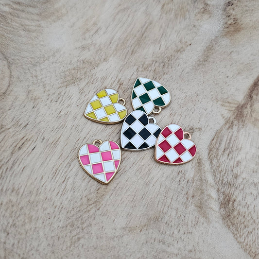 Checkered Heart Charm