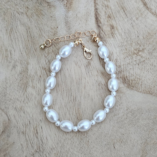 Gold Pearl Bead Bracelet | Custom Charm Bracelet