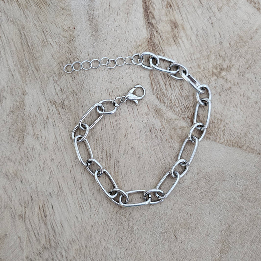 Silver Paper Clip Bracelet | Custom Charm Bracelet