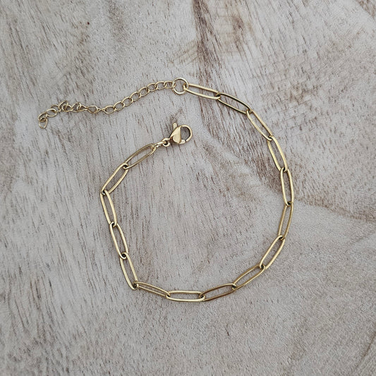 Gold Paper Clip Bracelet | Custom Charm Bracelet