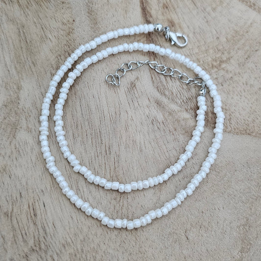 White Bead Necklace | Custom Charm Necklace