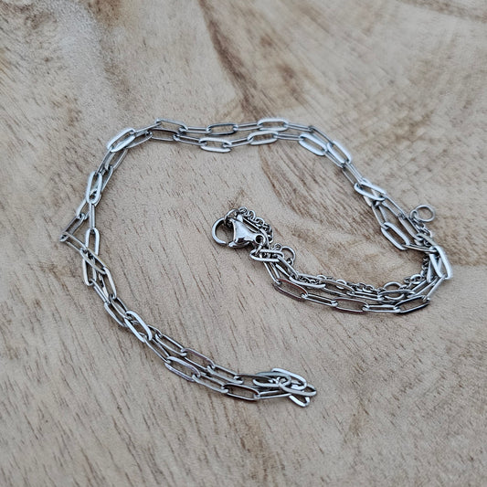 Silver Small Paperclip Necklace | Custom Charm Necklace