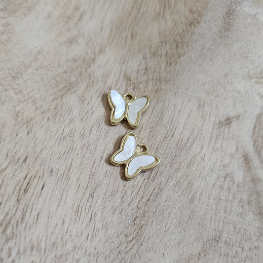 White and Gold Butterfly Charm